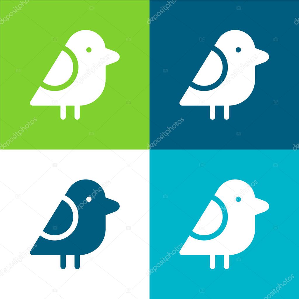 Bird Flat four color minimal icon set