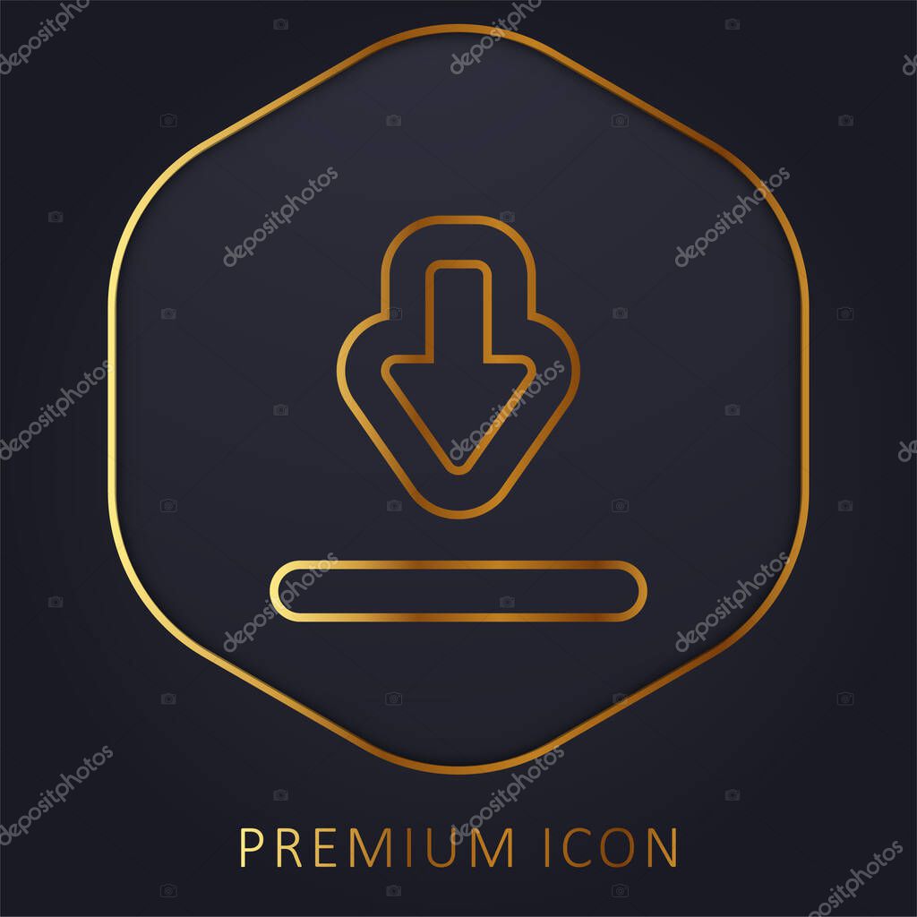 Big Download Arrow golden line premium logo or icon