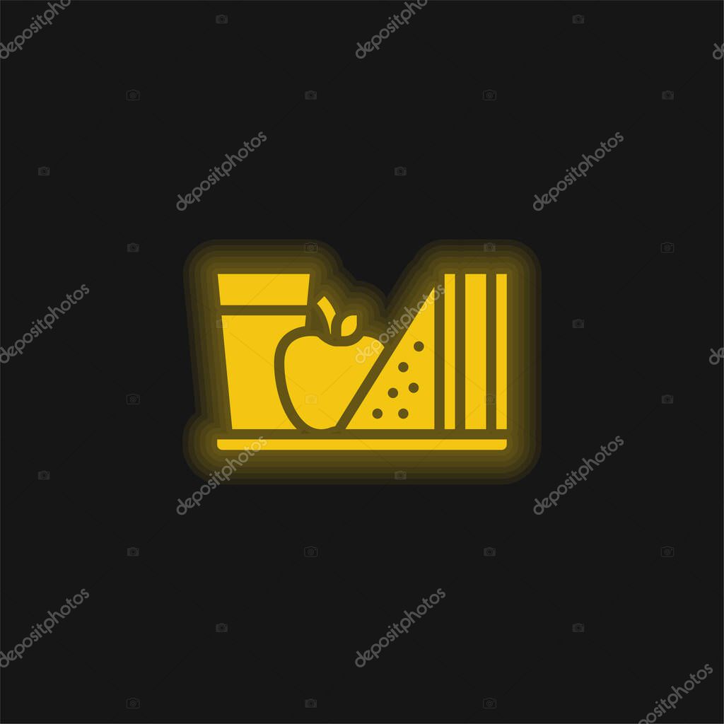 Breakfast yellow glowing neon icon
