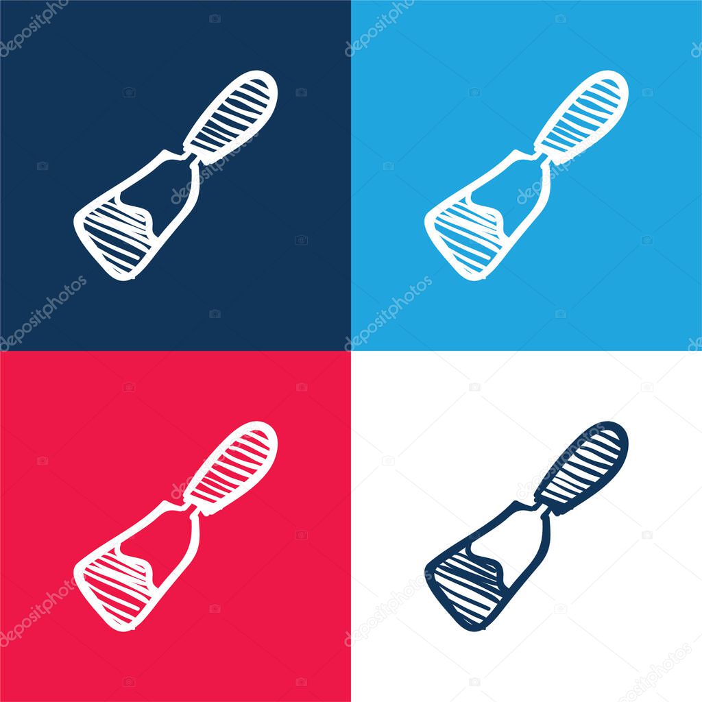 Blade Hand Drawn Construction Tool blue and red four color minimal icon set