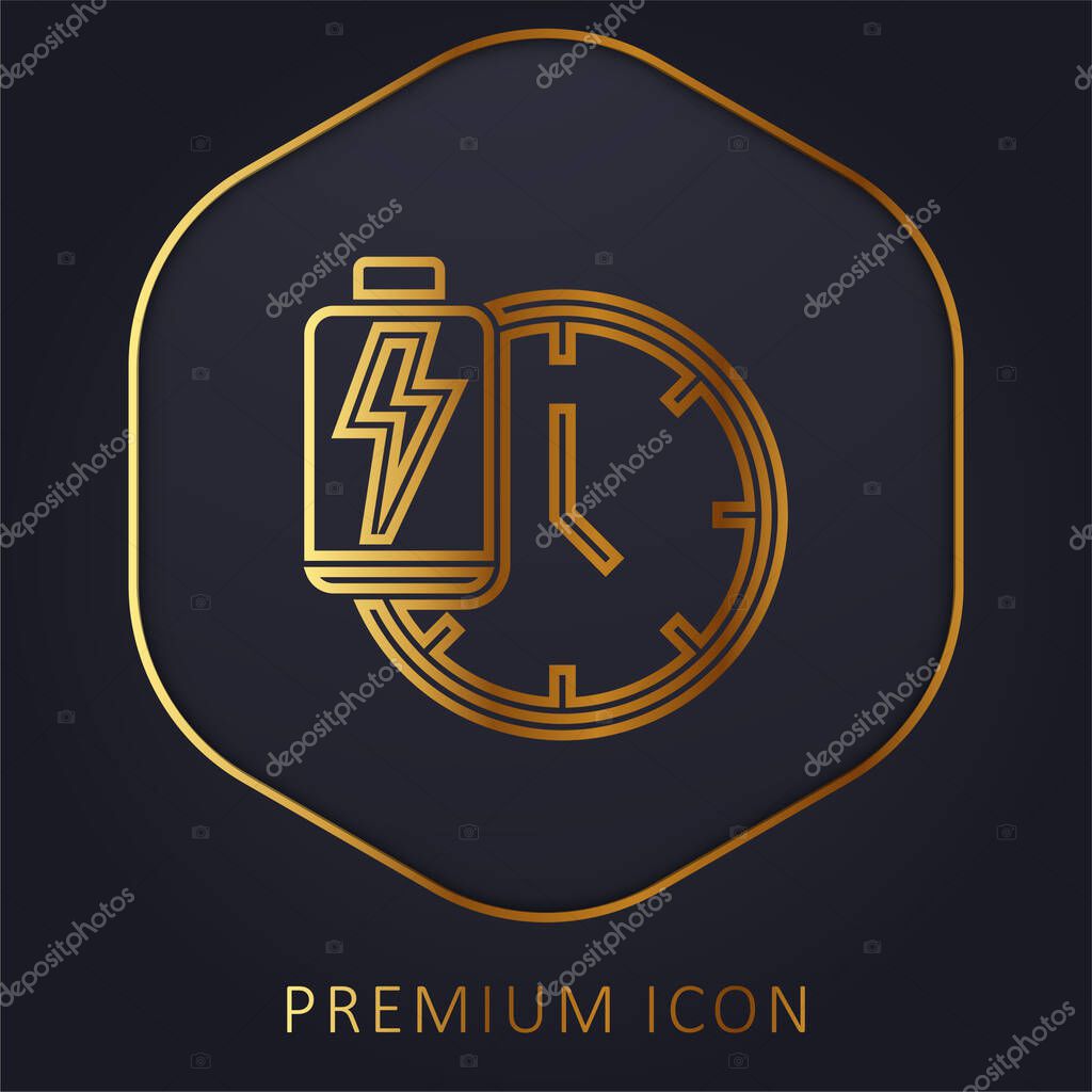 Battery golden line premium logo or icon