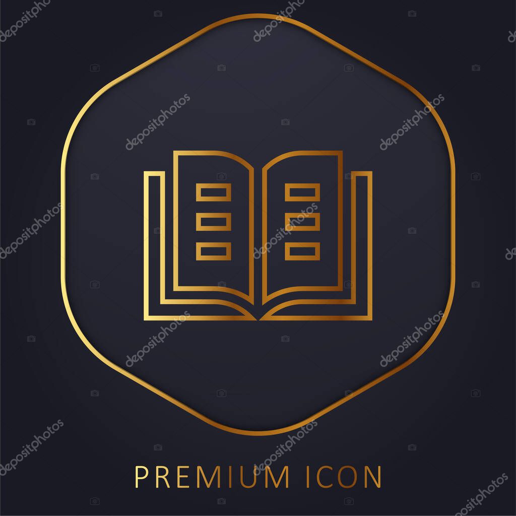 Book golden line premium logo or icon