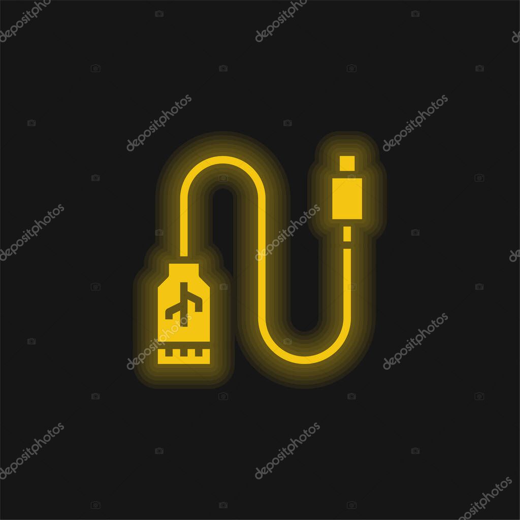 Adapter yellow glowing neon icon