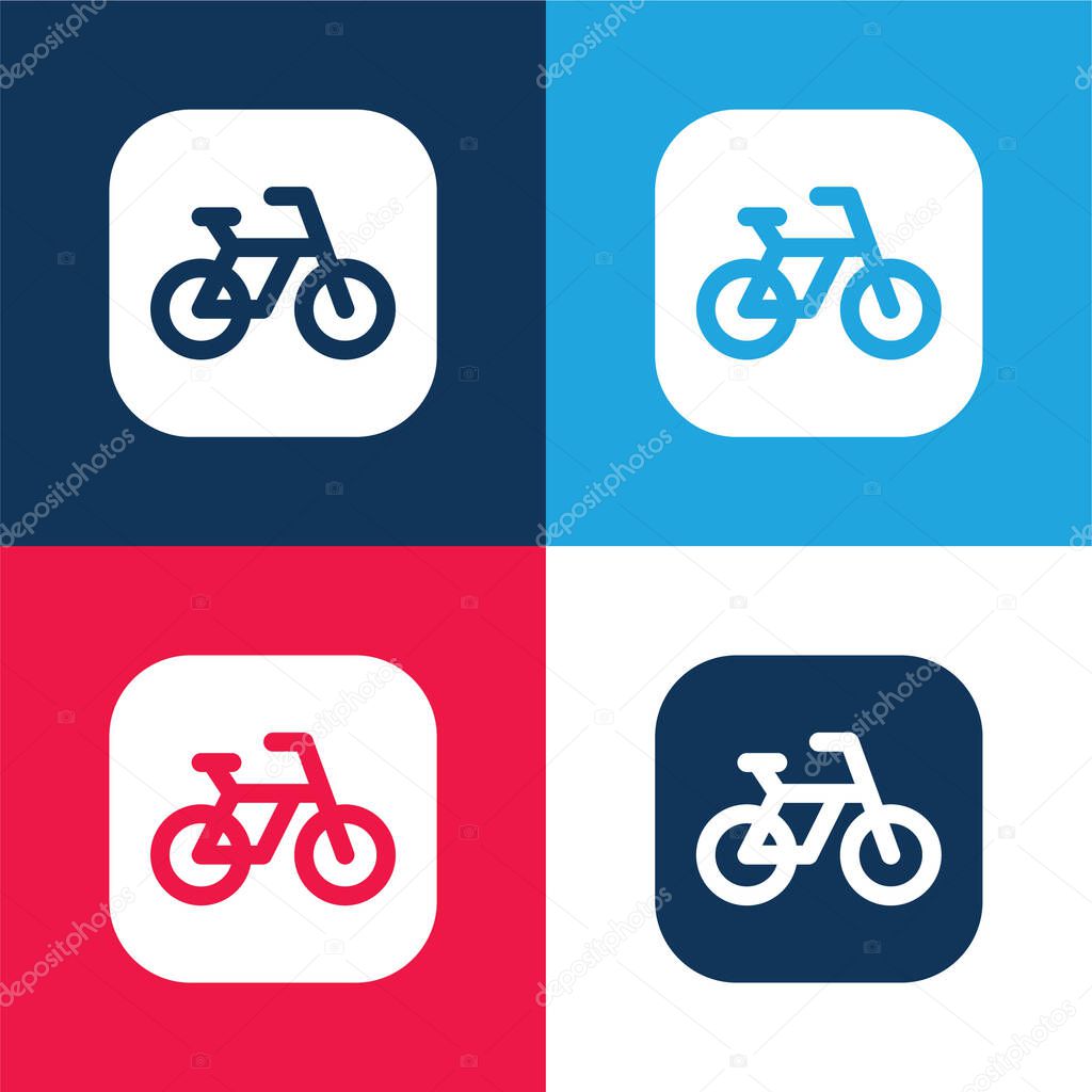 Bicycle blue and red four color minimal icon set