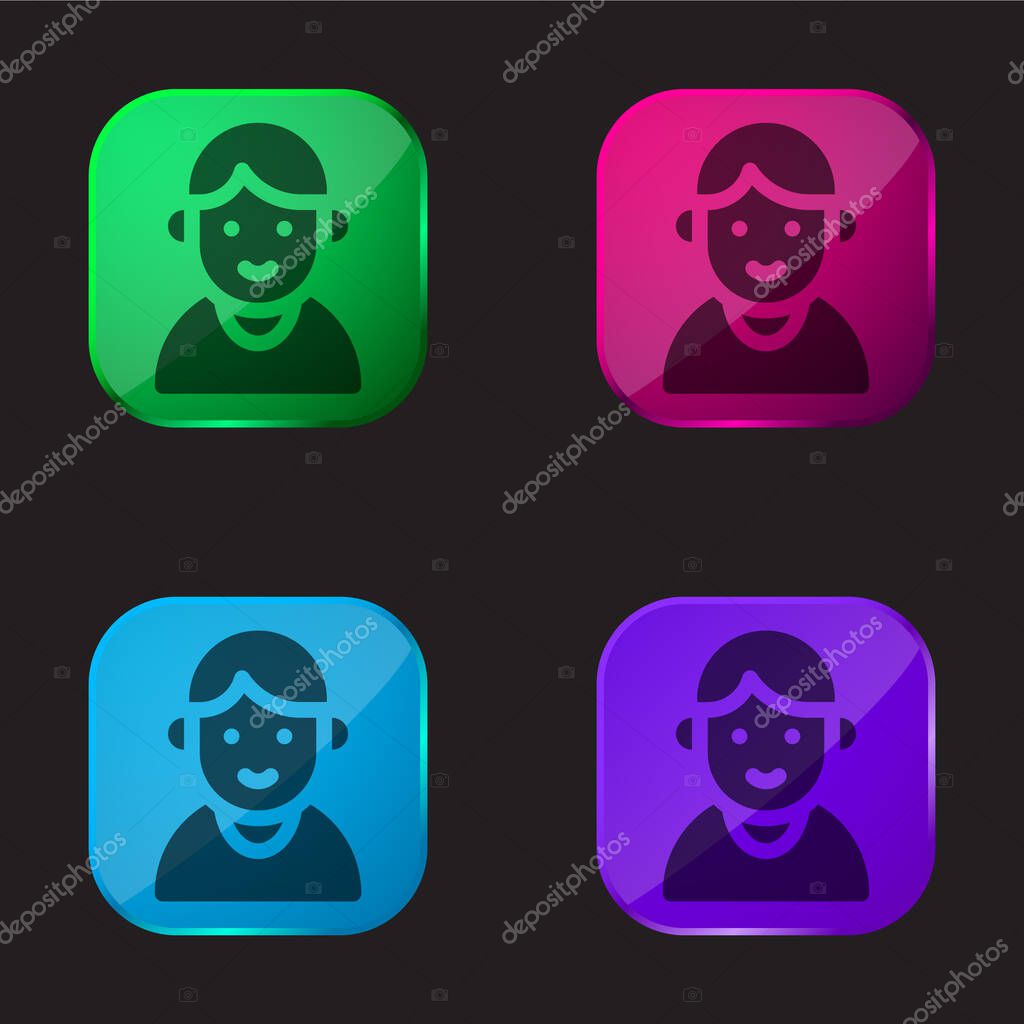 Boy four color glass button icon