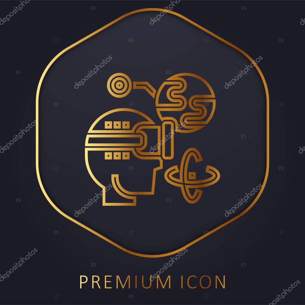 Augmented Reality golden line premium logo or icon