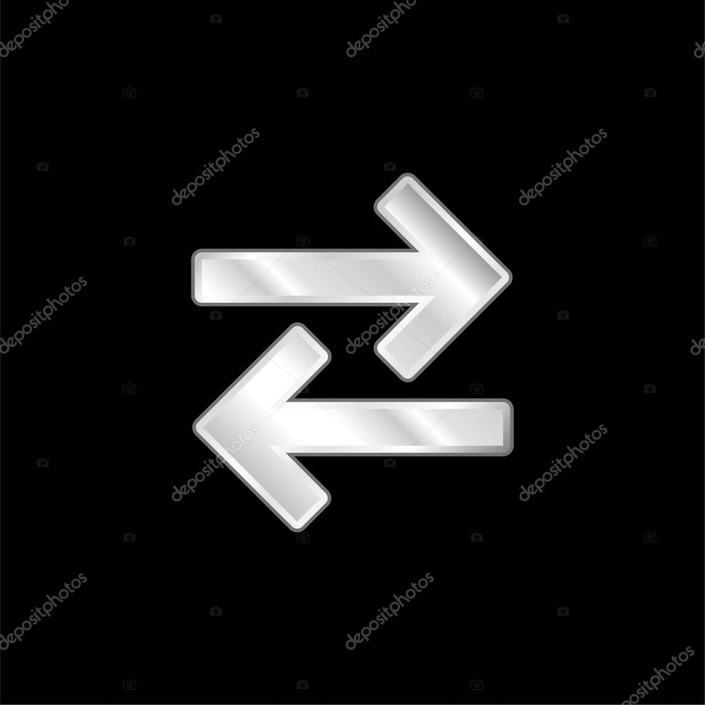 Arrows Couple To Opposite Directions silver plated metallic icon