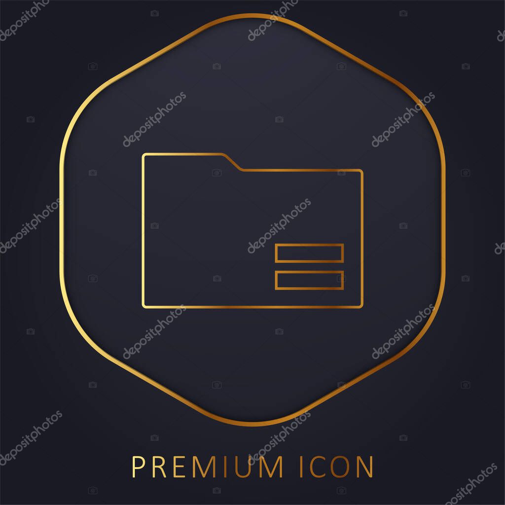Black Folder Interface Symbol With Equal Sign golden line premium logo or icon