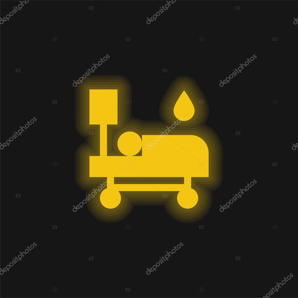 Blood Transfusion yellow glowing neon icon