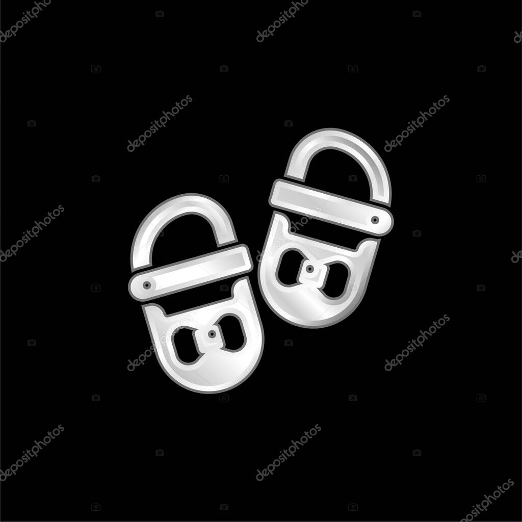 Baby Shoes silver plated metallic icon