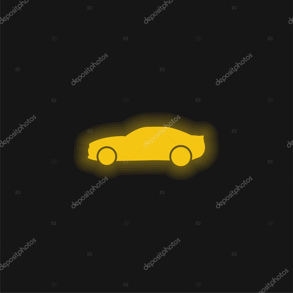 Black Big Car Side View yellow glowing neon icon