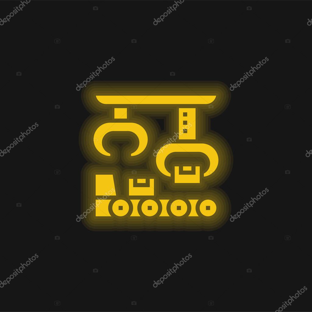 Assembly yellow glowing neon icon