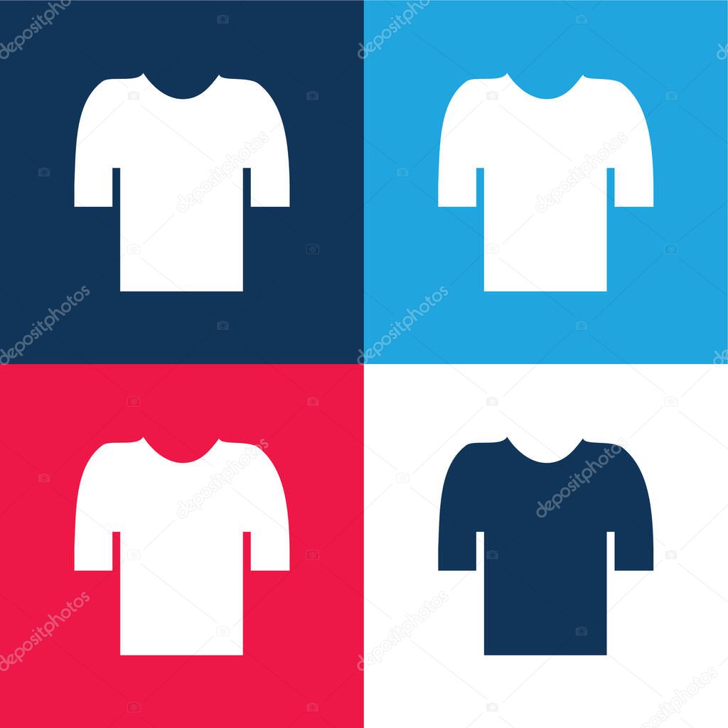 Black T Shirt blue and red four color minimal icon set