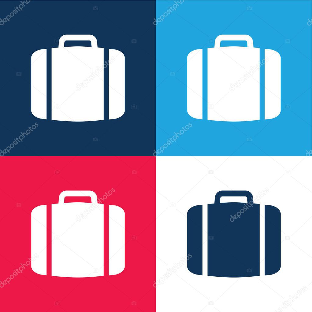 Baggage blue and red four color minimal icon set