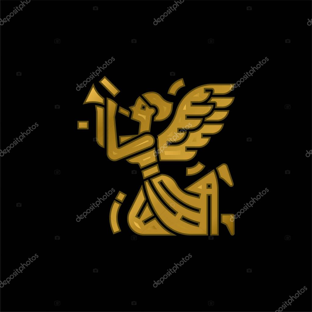 Angel gold plated metalic icon or logo vector