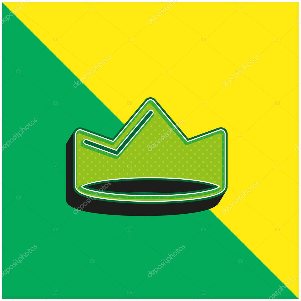 Crown Green and yellow modern 3d vector icon logo