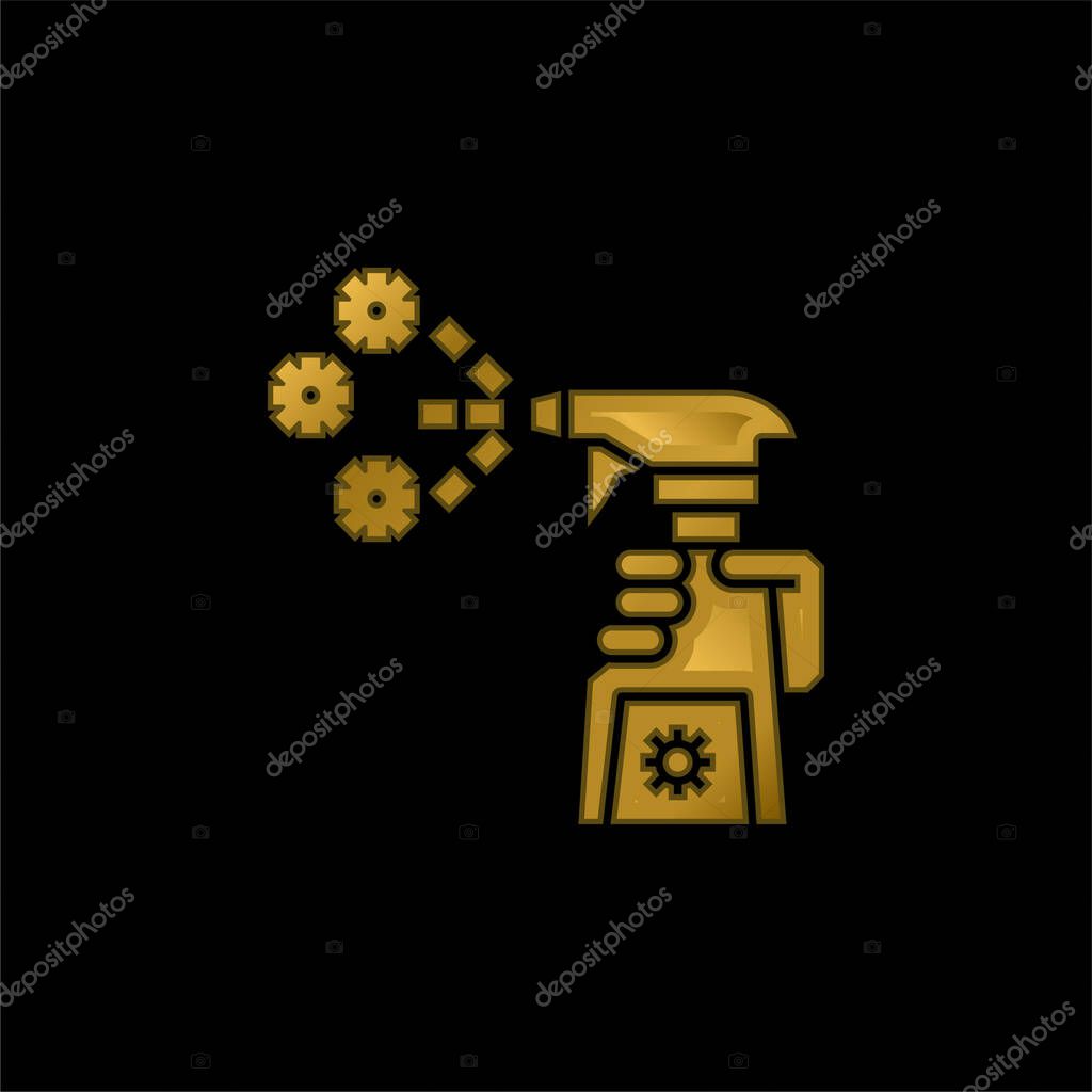 Antibacterial gold plated metalic icon or logo vector