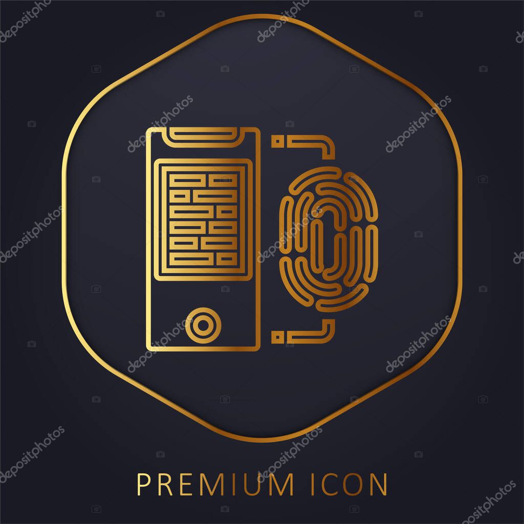 Biometric golden line premium logo or icon