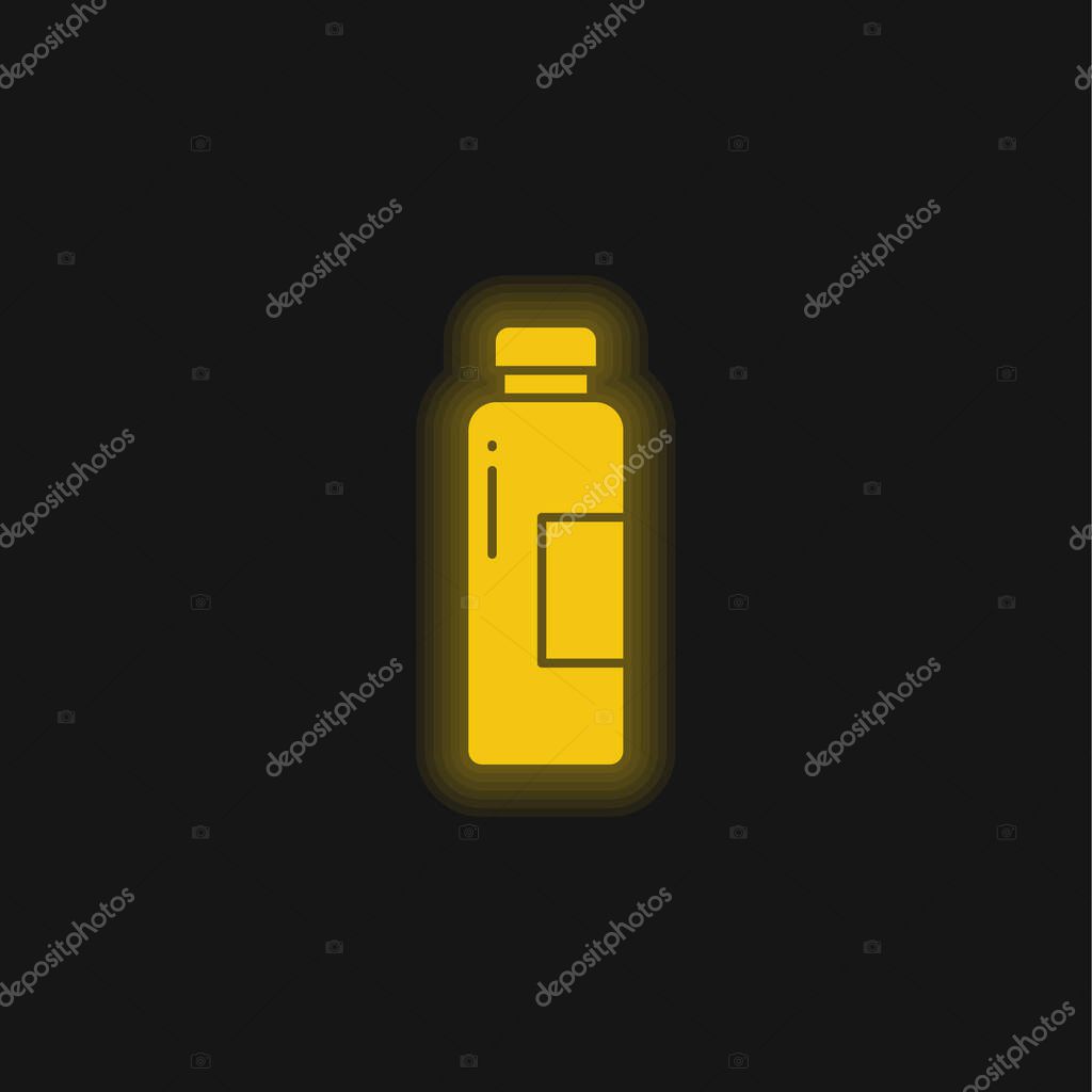 Bottle yellow glowing neon icon