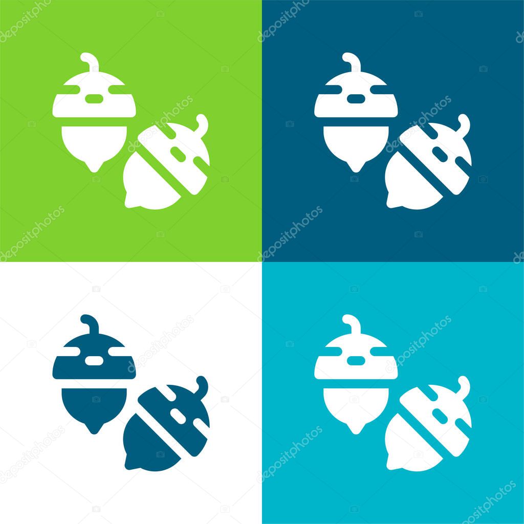Acorn Flat four color minimal icon set