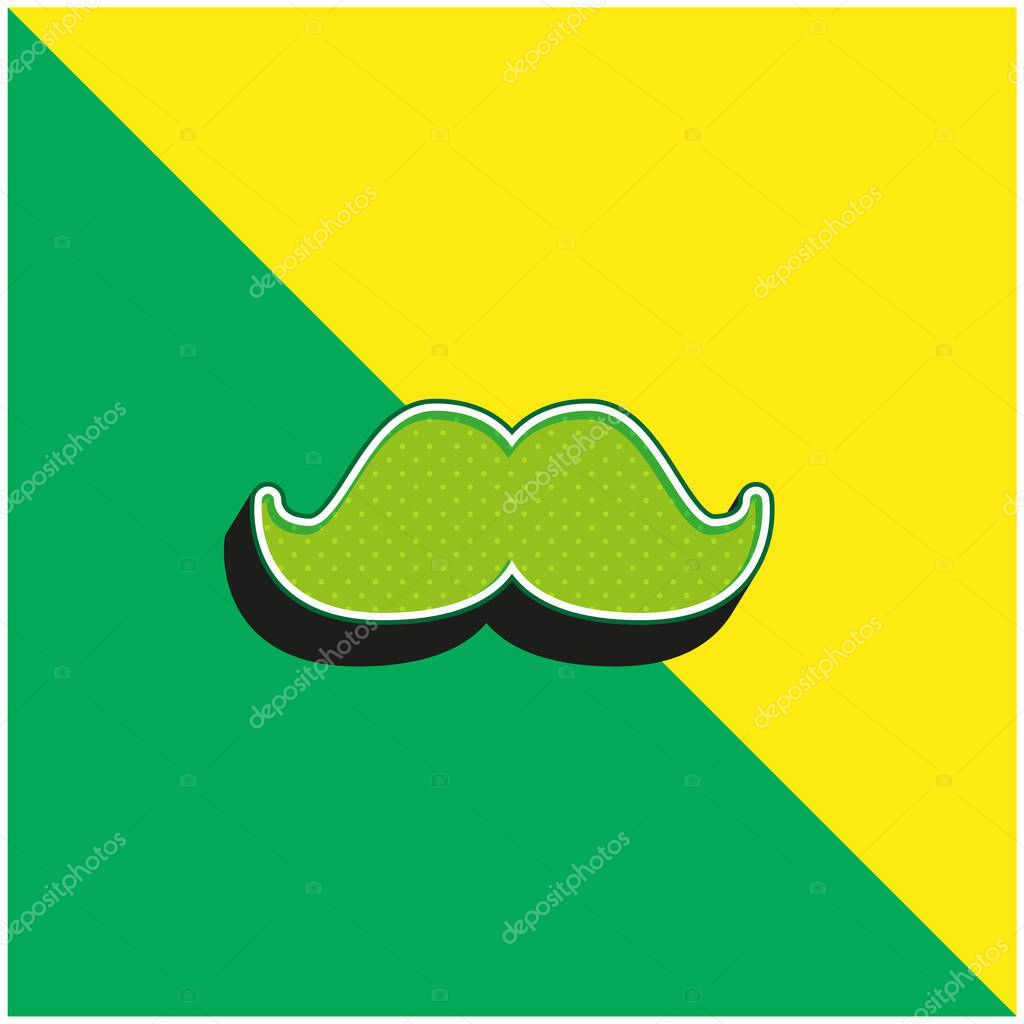 Big Moustache Green and yellow modern 3d vector icon logo