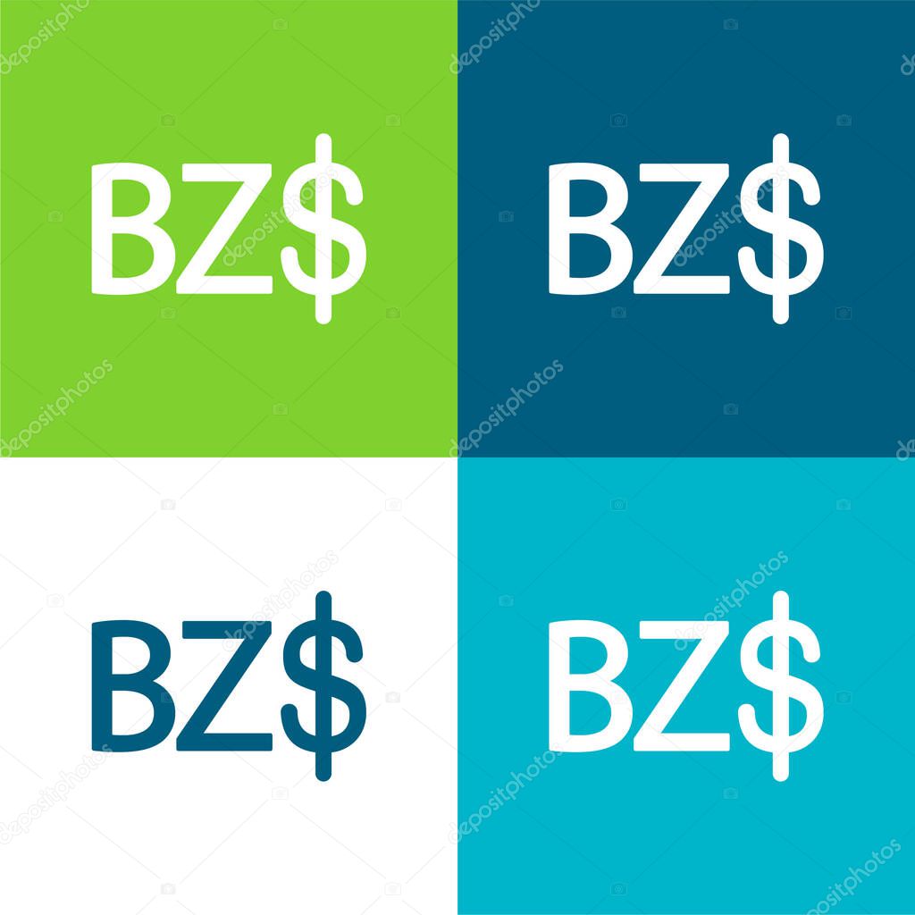 Belize Dollar Symbol Flat four color minimal icon set