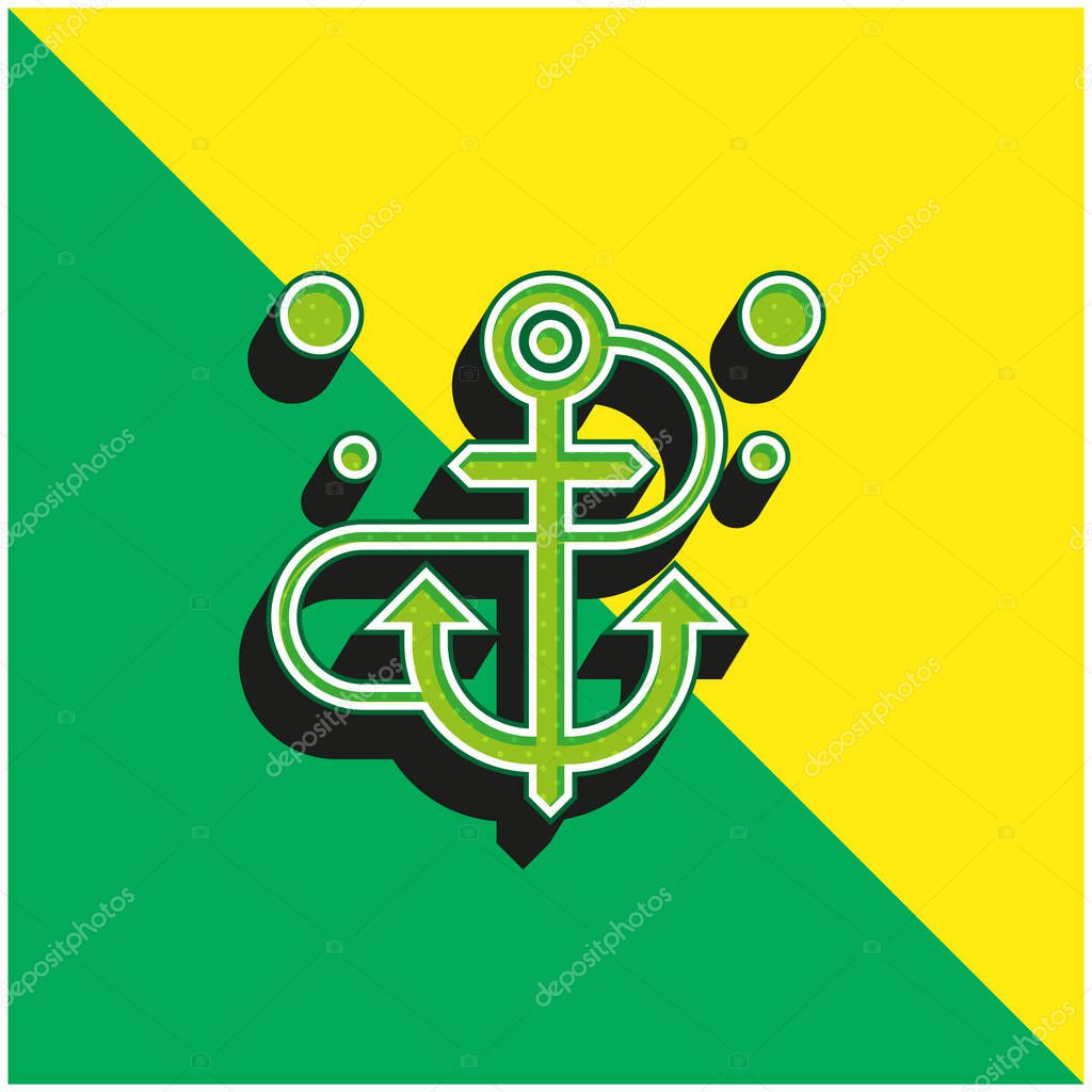 Anchor Green and yellow modern 3d vector icon logo