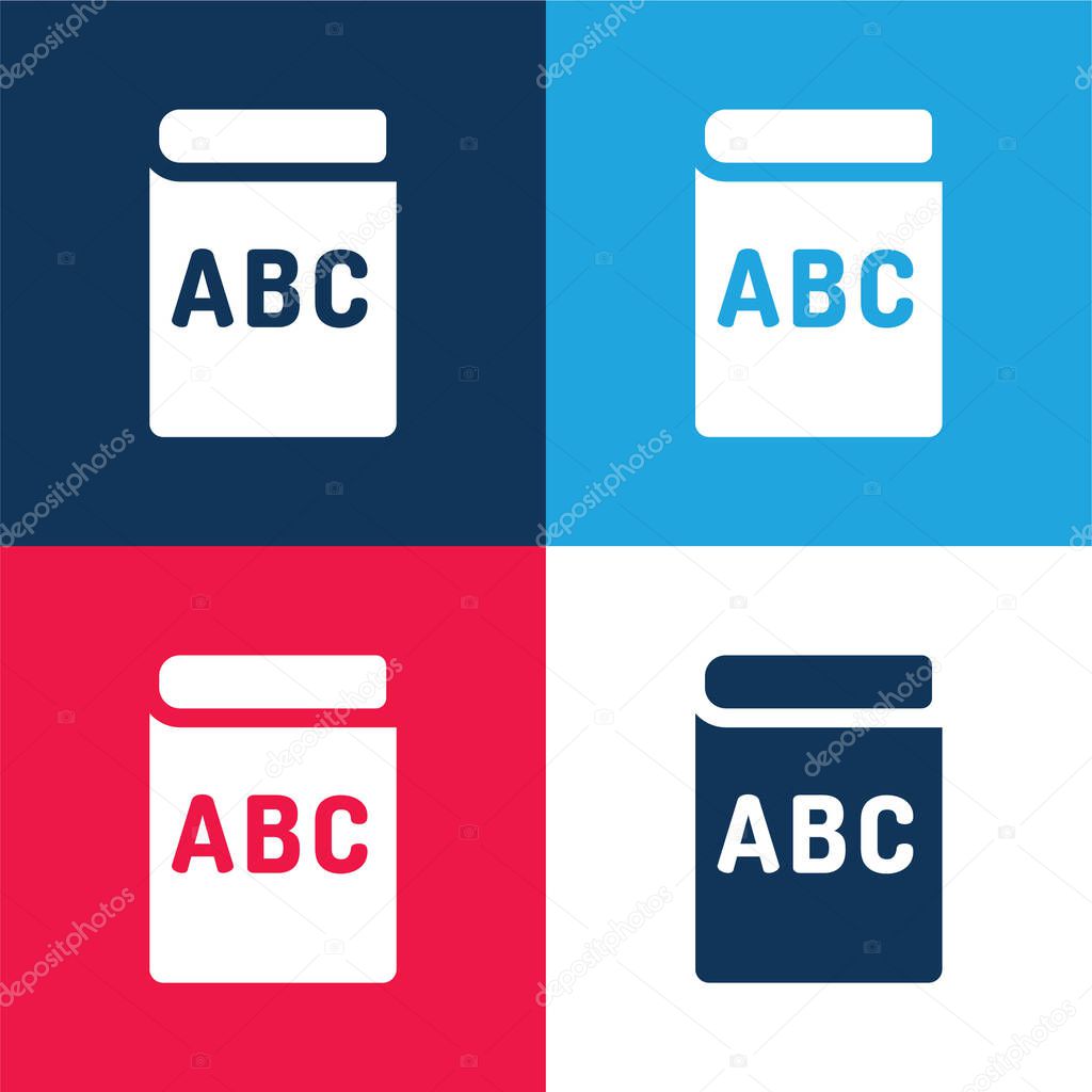 Book blue and red four color minimal icon set