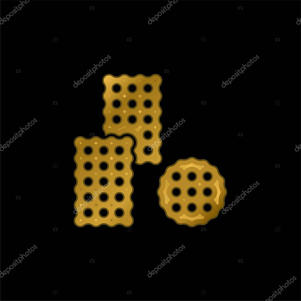 Biscuit gold plated metalic icon or logo vector