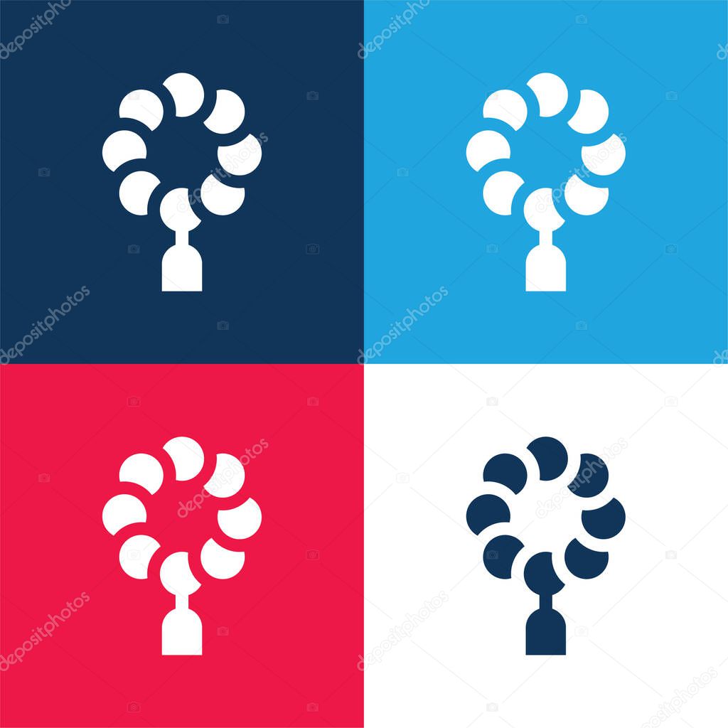 Beads blue and red four color minimal icon set