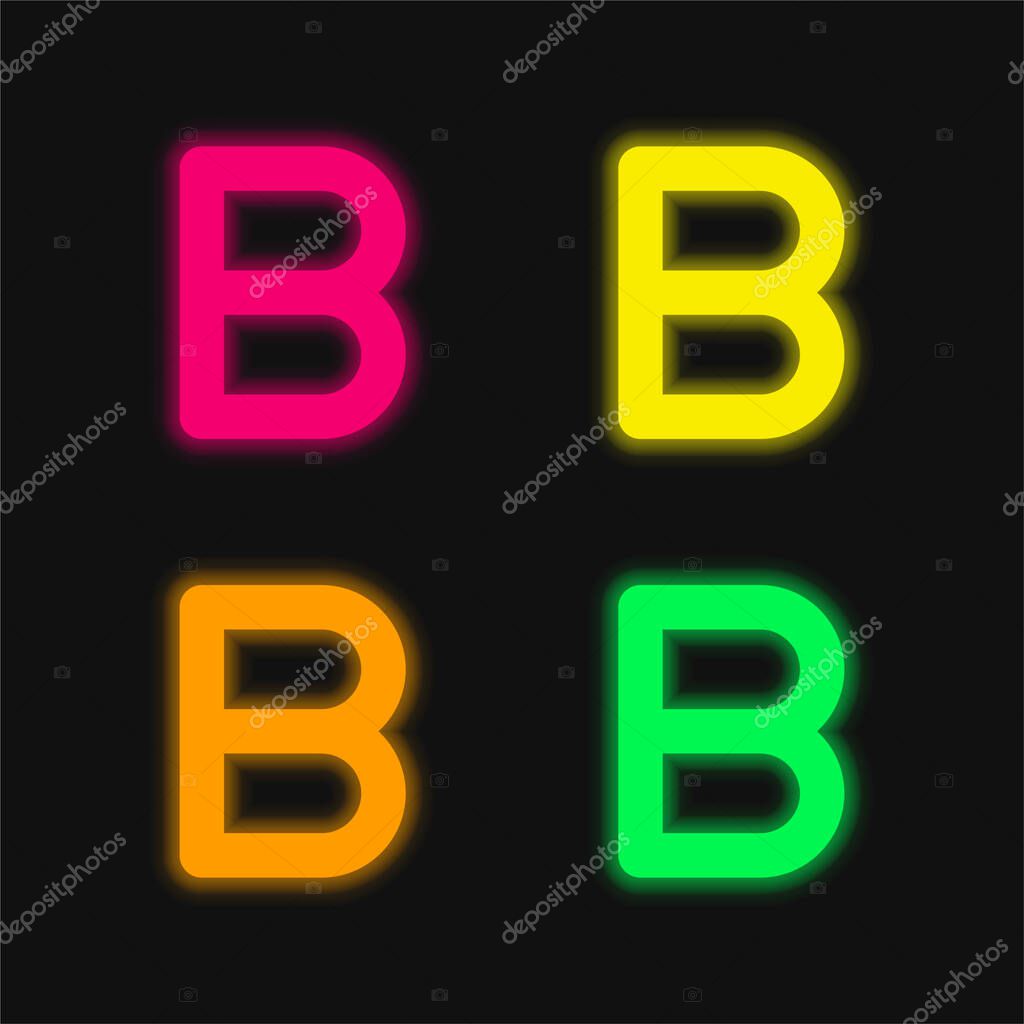 Beta four color glowing neon vector icon
