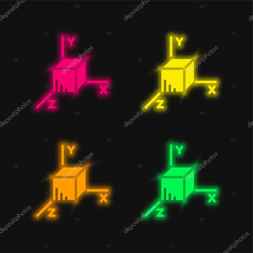 Axis four color glowing neon vector icon