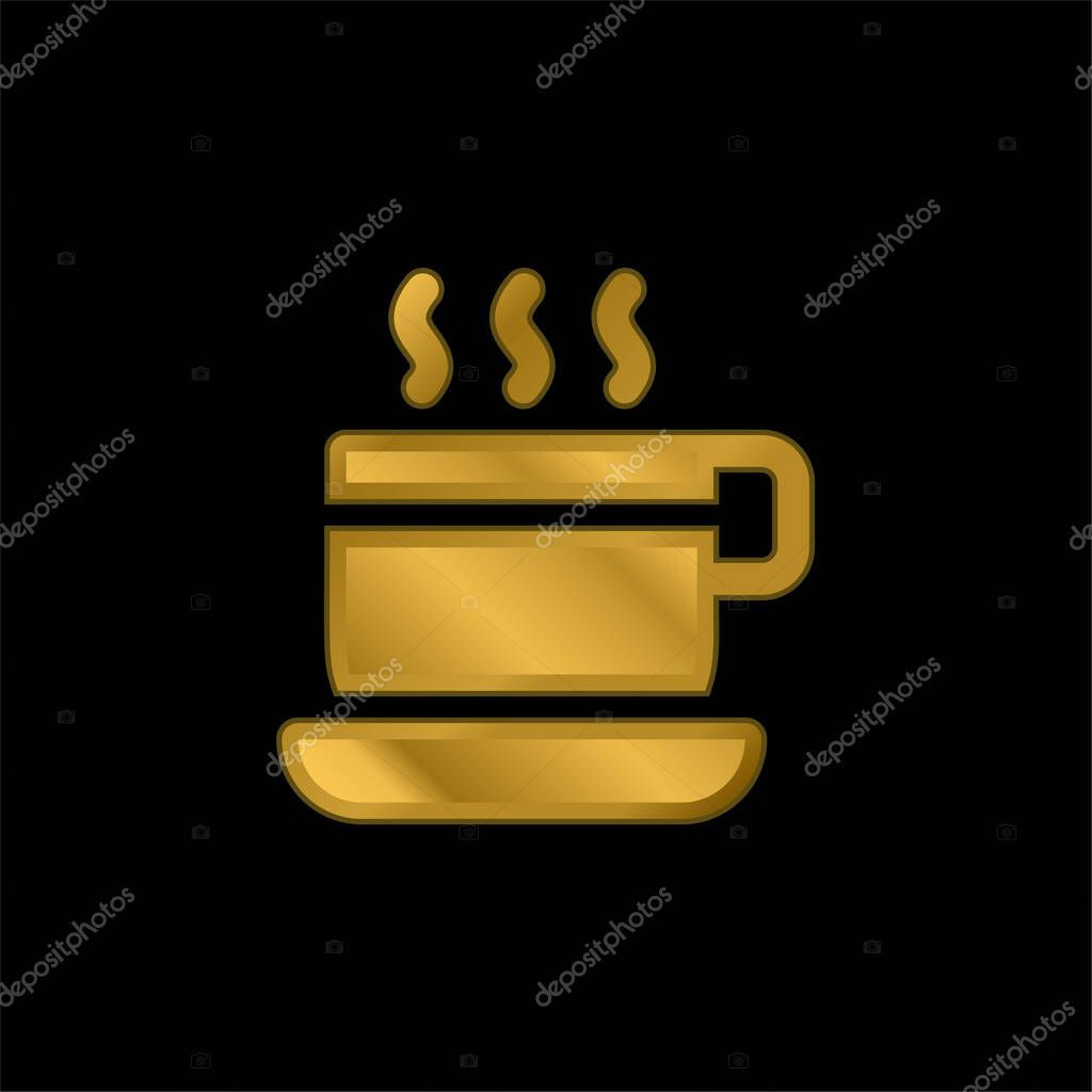 Break Time gold plated metalic icon or logo vector
