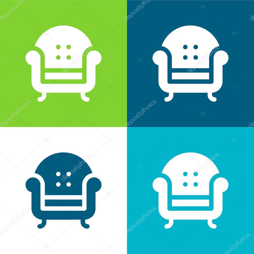 Armchair Flat four color minimal icon set