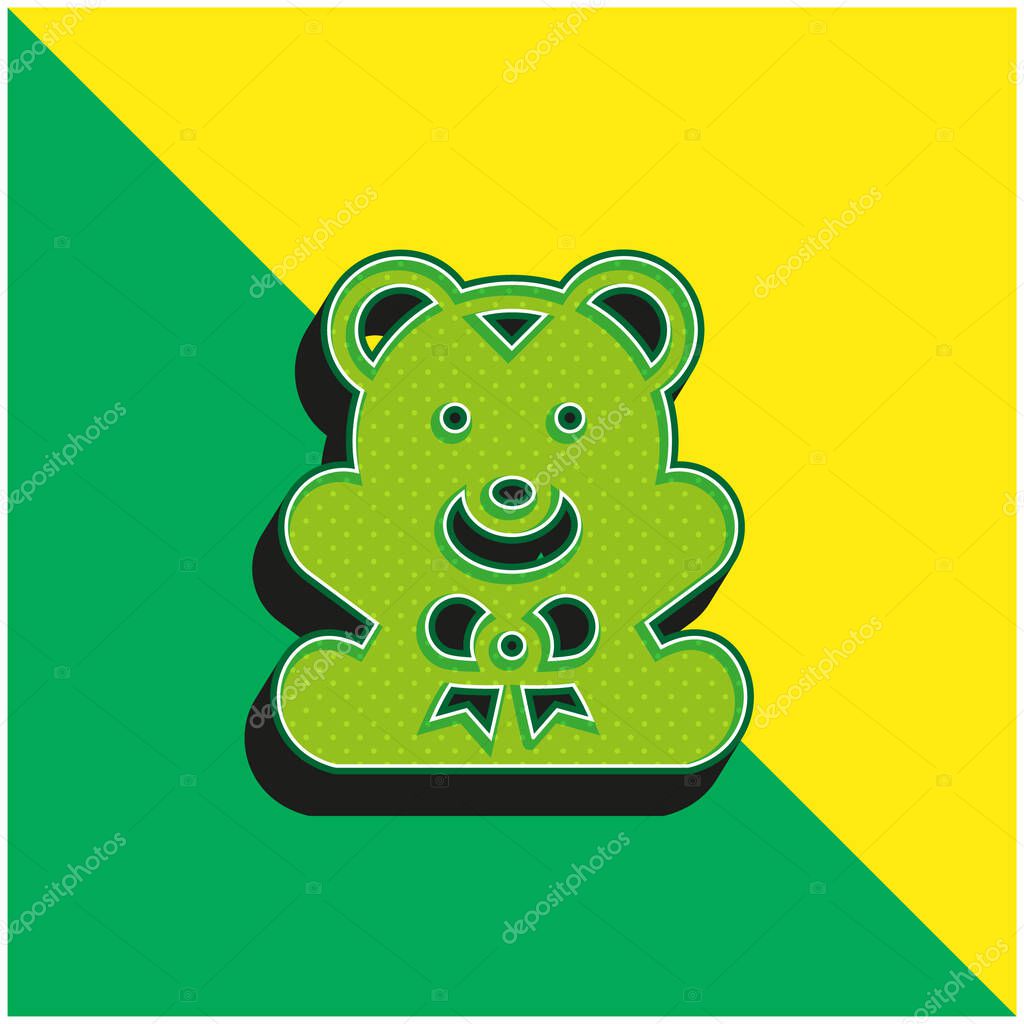 Bear Green and yellow modern 3d vector icon logo