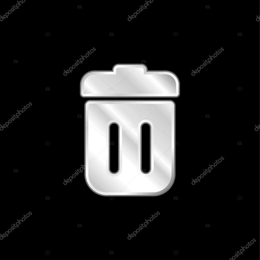Bin With Lid silver plated metallic icon