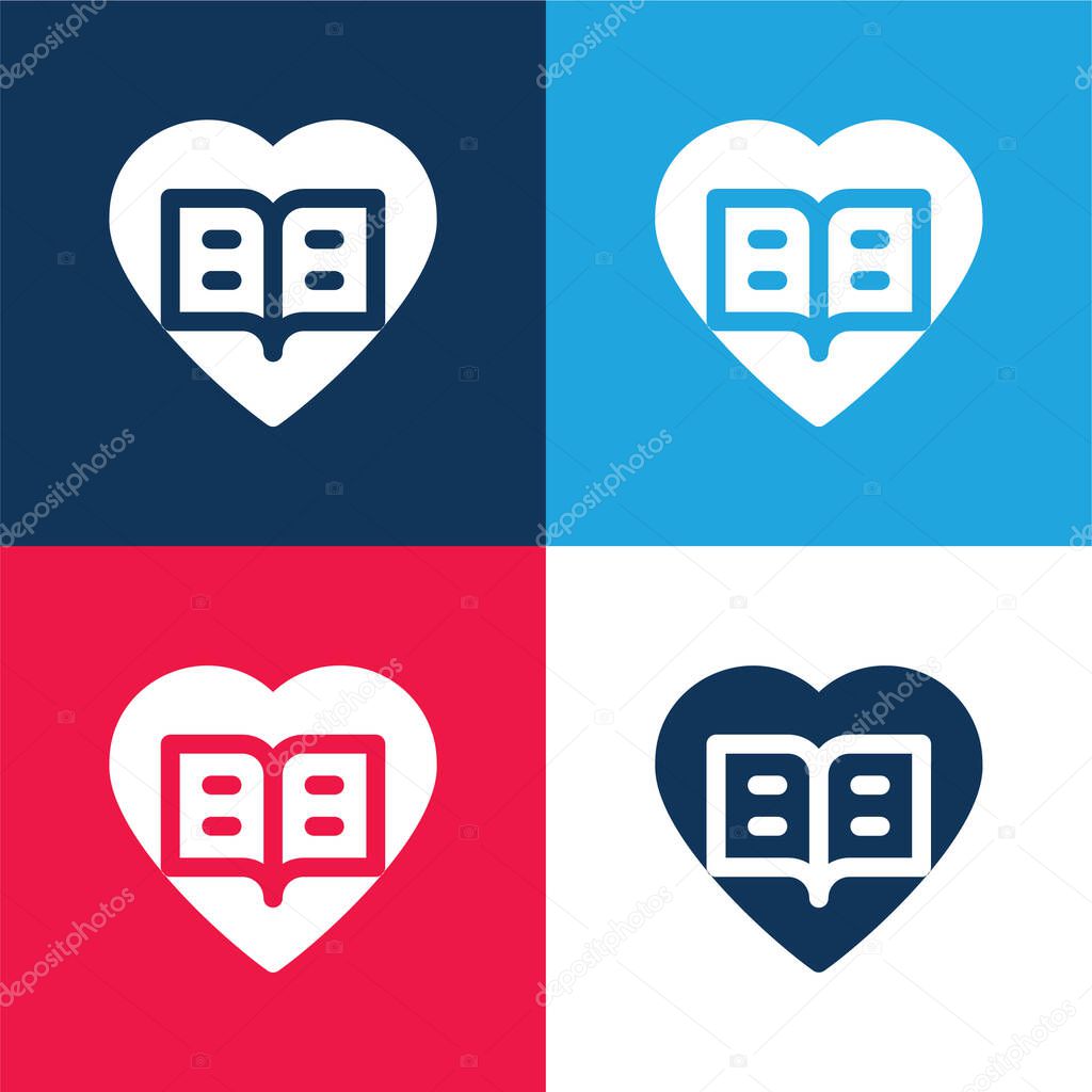 Book blue and red four color minimal icon set