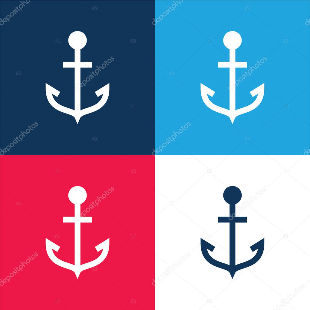 Anchor blue and red four color minimal icon set