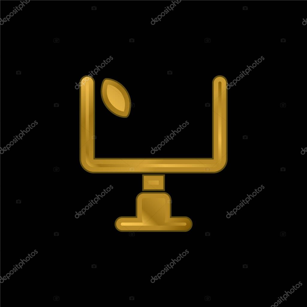 American Football Annotation gold plated metalic icon or logo vector