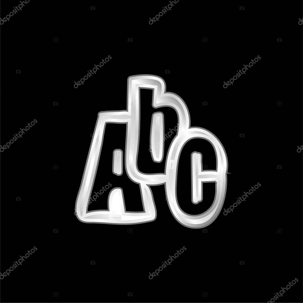 ABC Hand Drawn Letters silver plated metallic icon