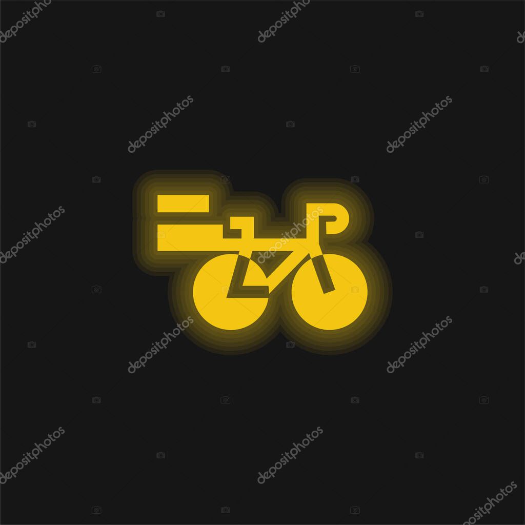Bike yellow glowing neon icon