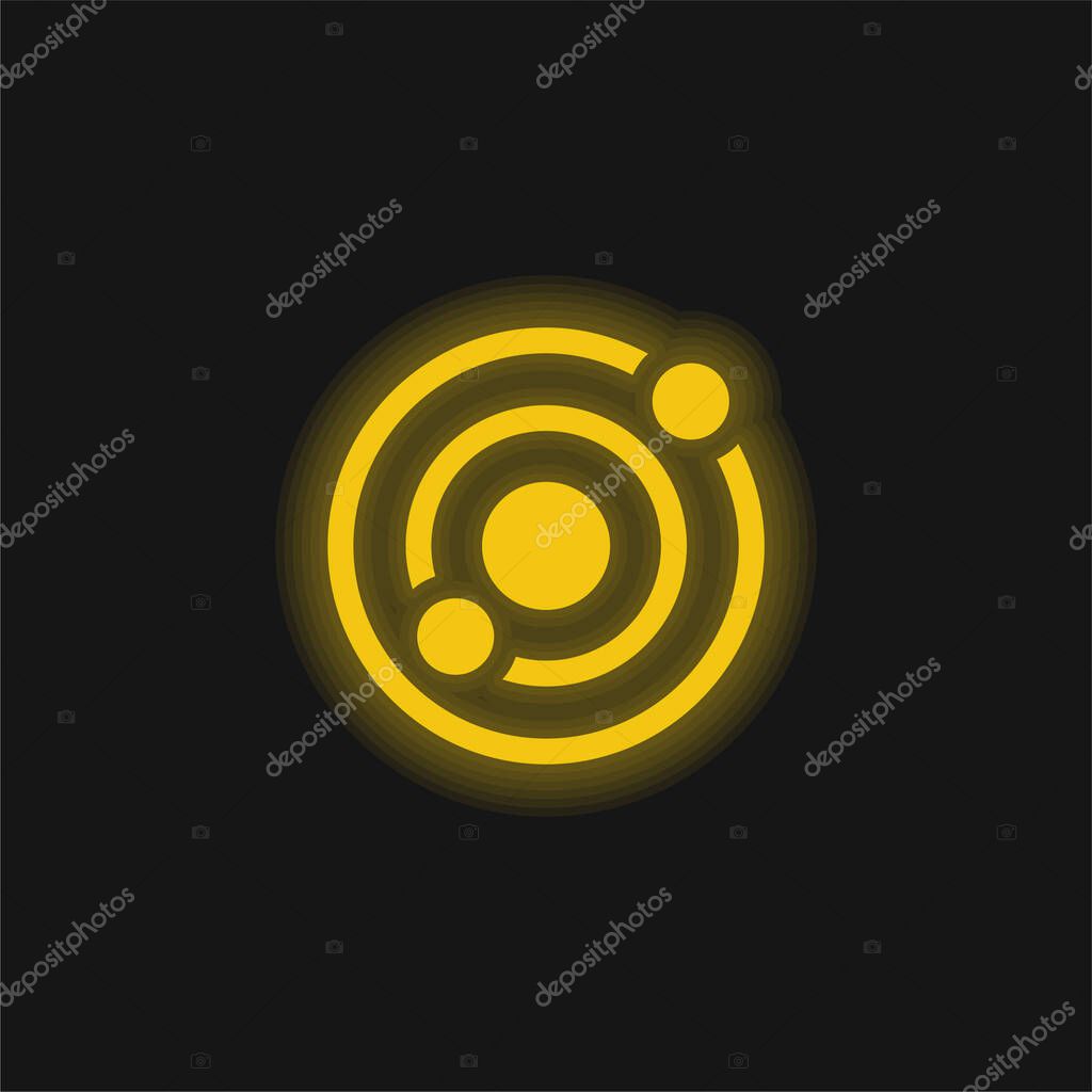 Astronomy yellow glowing neon icon