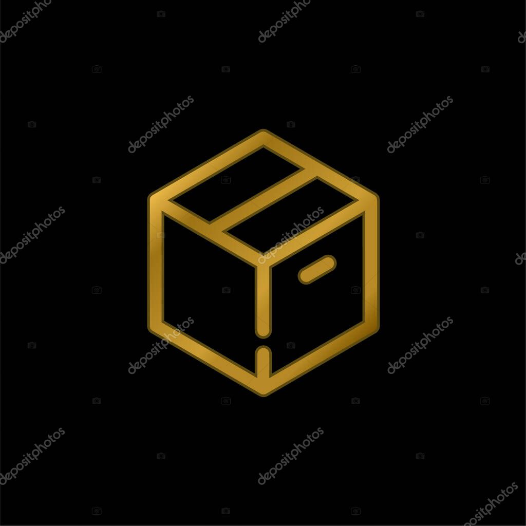 Big Box gold plated metalic icon or logo vector