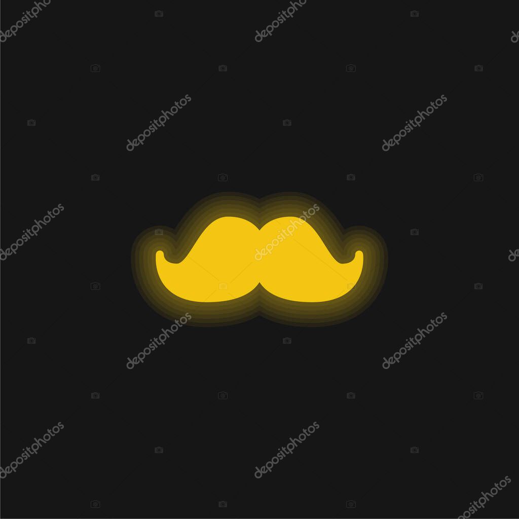 Big Moustache yellow glowing neon icon