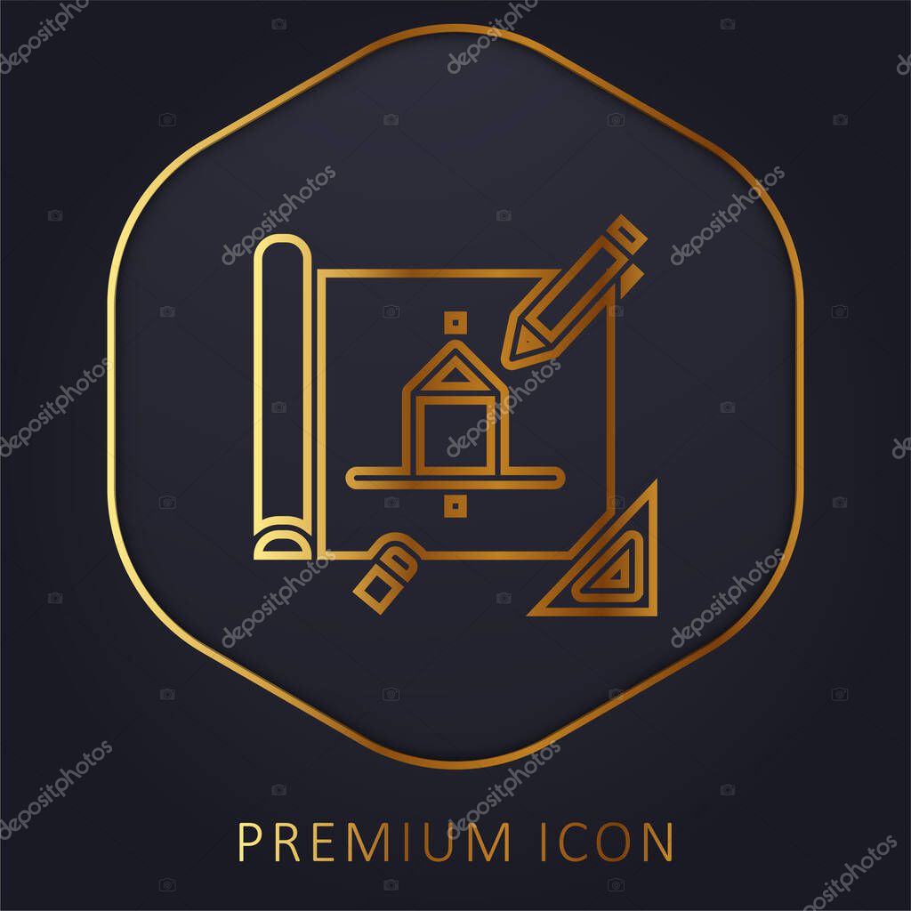 Architecture golden line premium logo or icon