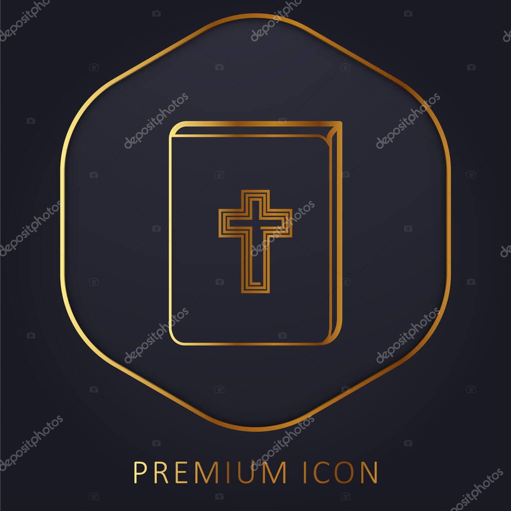Bible With Cross Sign In Front golden line premium logo or icon