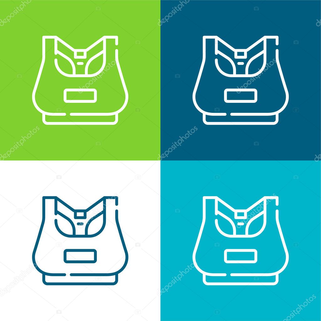 Bra Flat four color minimal icon set