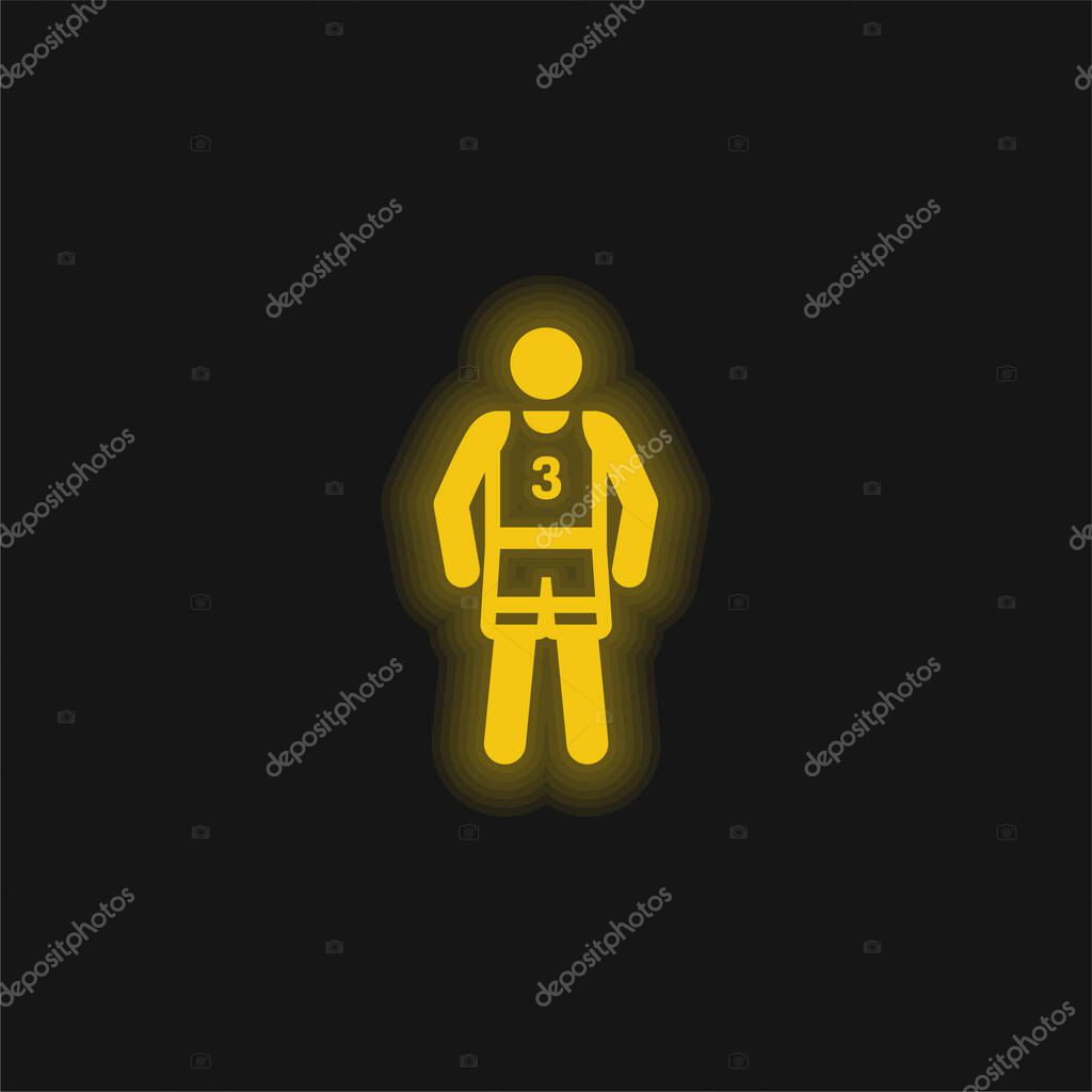 Basketball Player yellow glowing neon icon