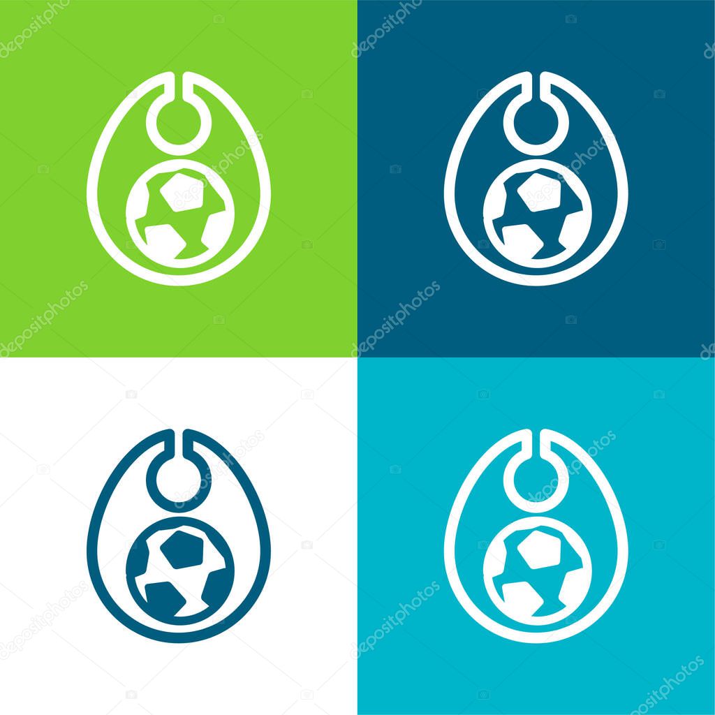 Baby Bib With A Soccer Ball Illustration Flat four color minimal icon set