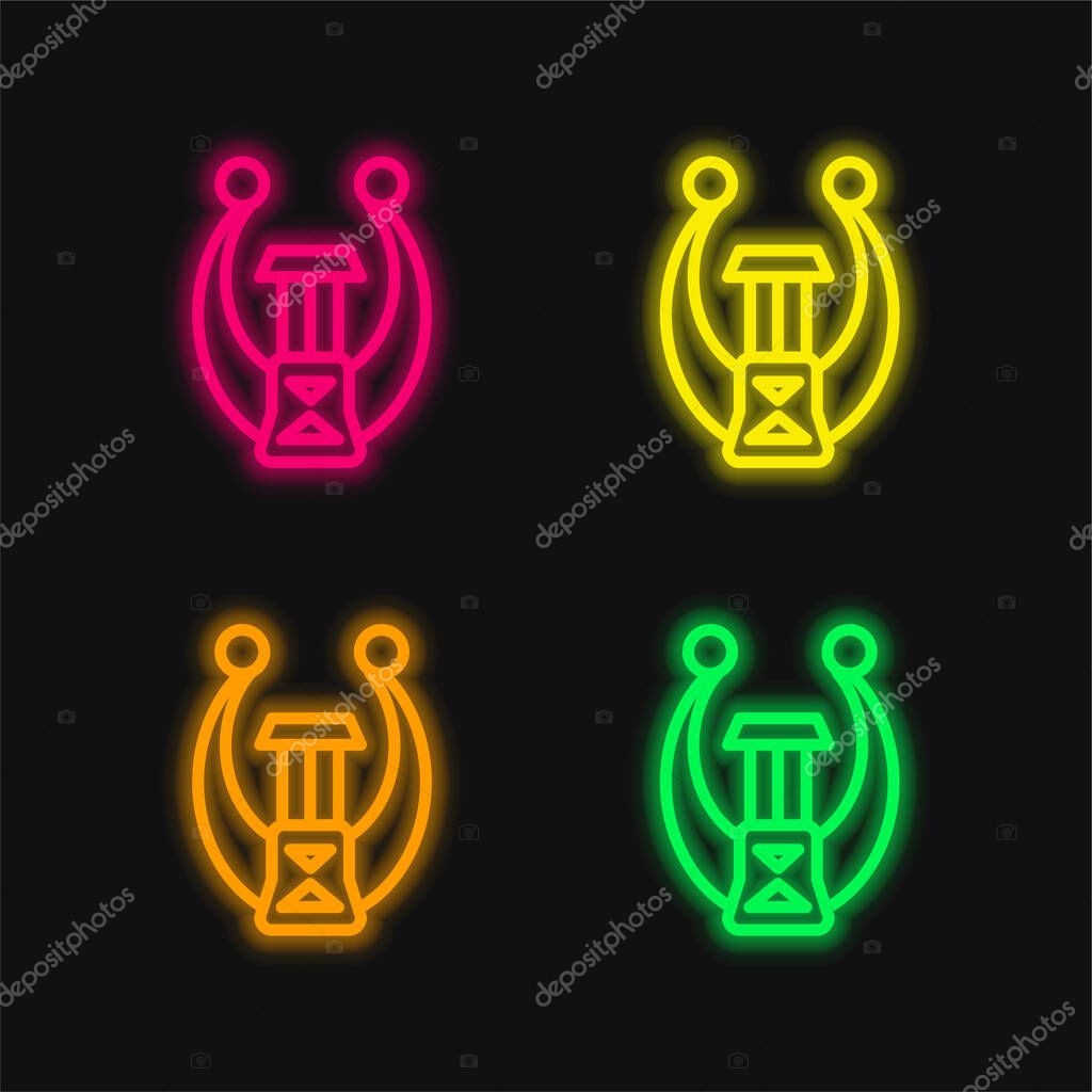 Antique Museum Piece four color glowing neon vector icon